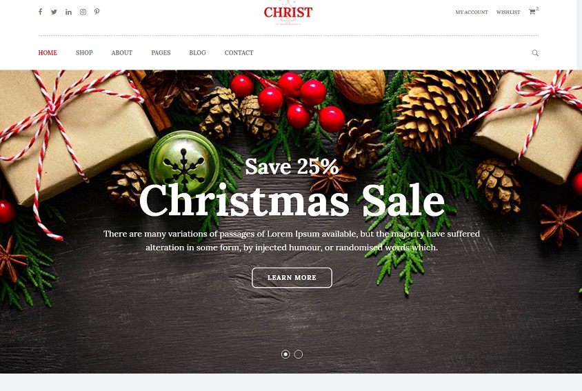 Christ Christmas Gift Shop eCommerce HTML Template